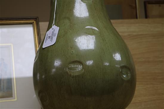 A large Susie Cooper green and brown mottled vase, incised mark Susie Cooper England, H.31cm